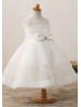 Ivory Lace Organza Flower Girl Dress With Bow Ivory Lace Organza Flower Girl Dress With Bow